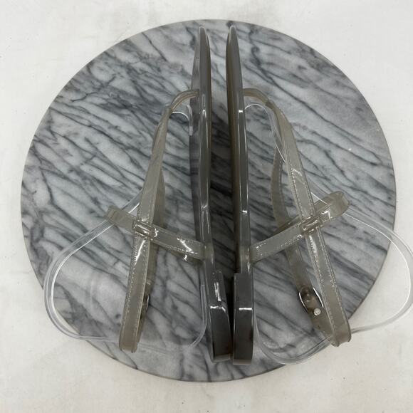 Stuart Weitzman Womens 9 Sandals Opaque Grey Summer Jelly Flat Thong Strappy - Picture 6 of 13